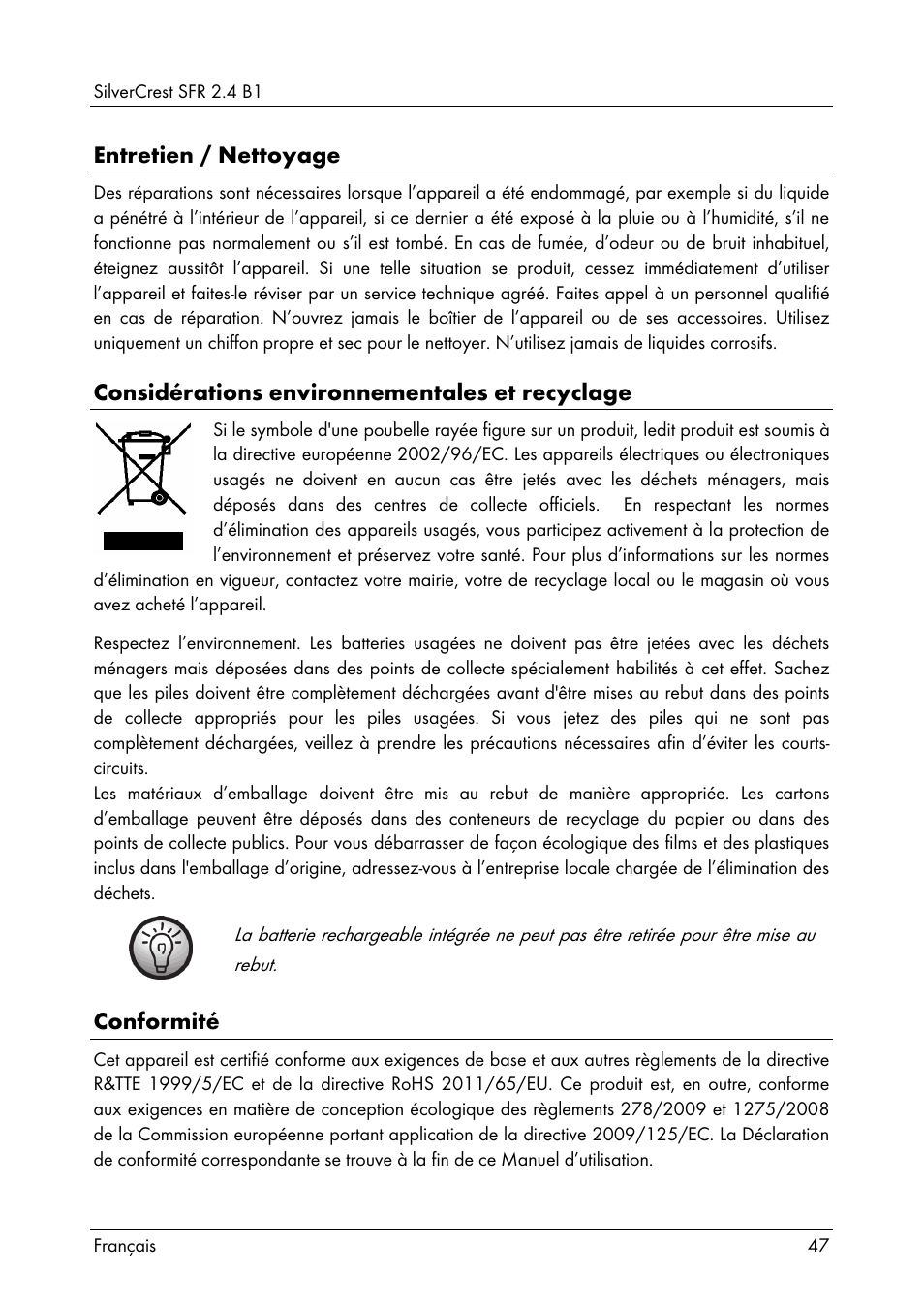 Silvercrest SFR 2.4 B1 User Manual | Page 49 / 100