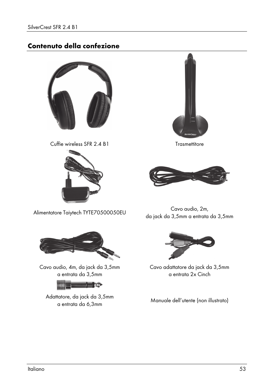 Contenuto della confezione | Silvercrest SFR 2.4 B1 User Manual | Page 55 / 100