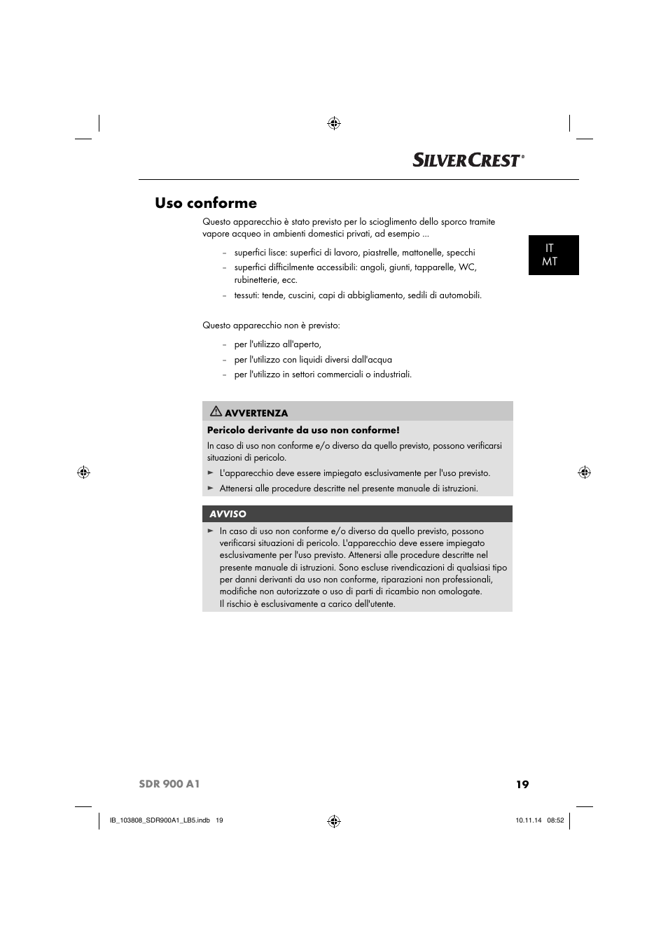 Uso conforme, It mt | Silvercrest SDR 900 A1 User Manual | Page 22 / 84