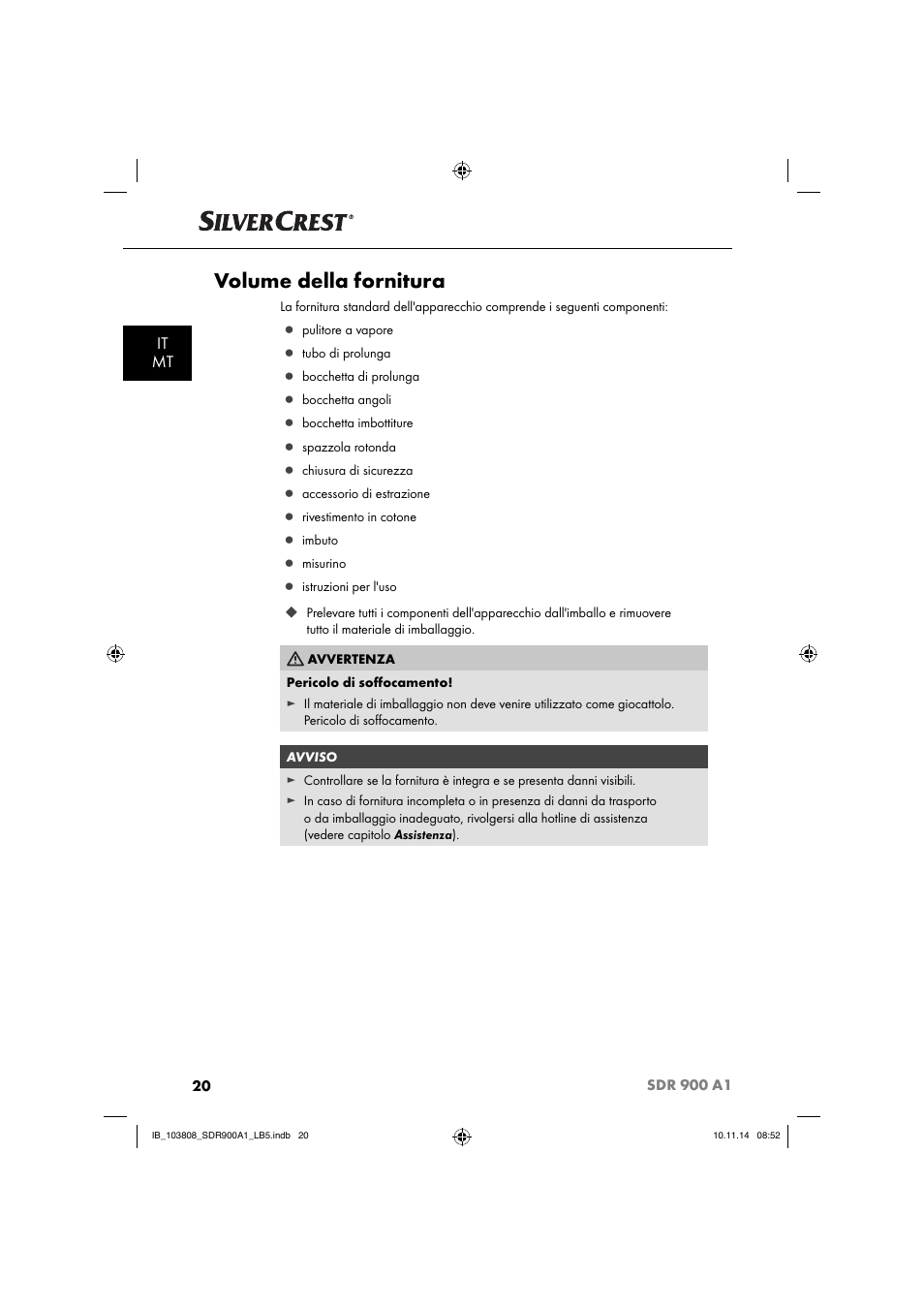 Volume della fornitura, It mt | Silvercrest SDR 900 A1 User Manual | Page 23 / 84