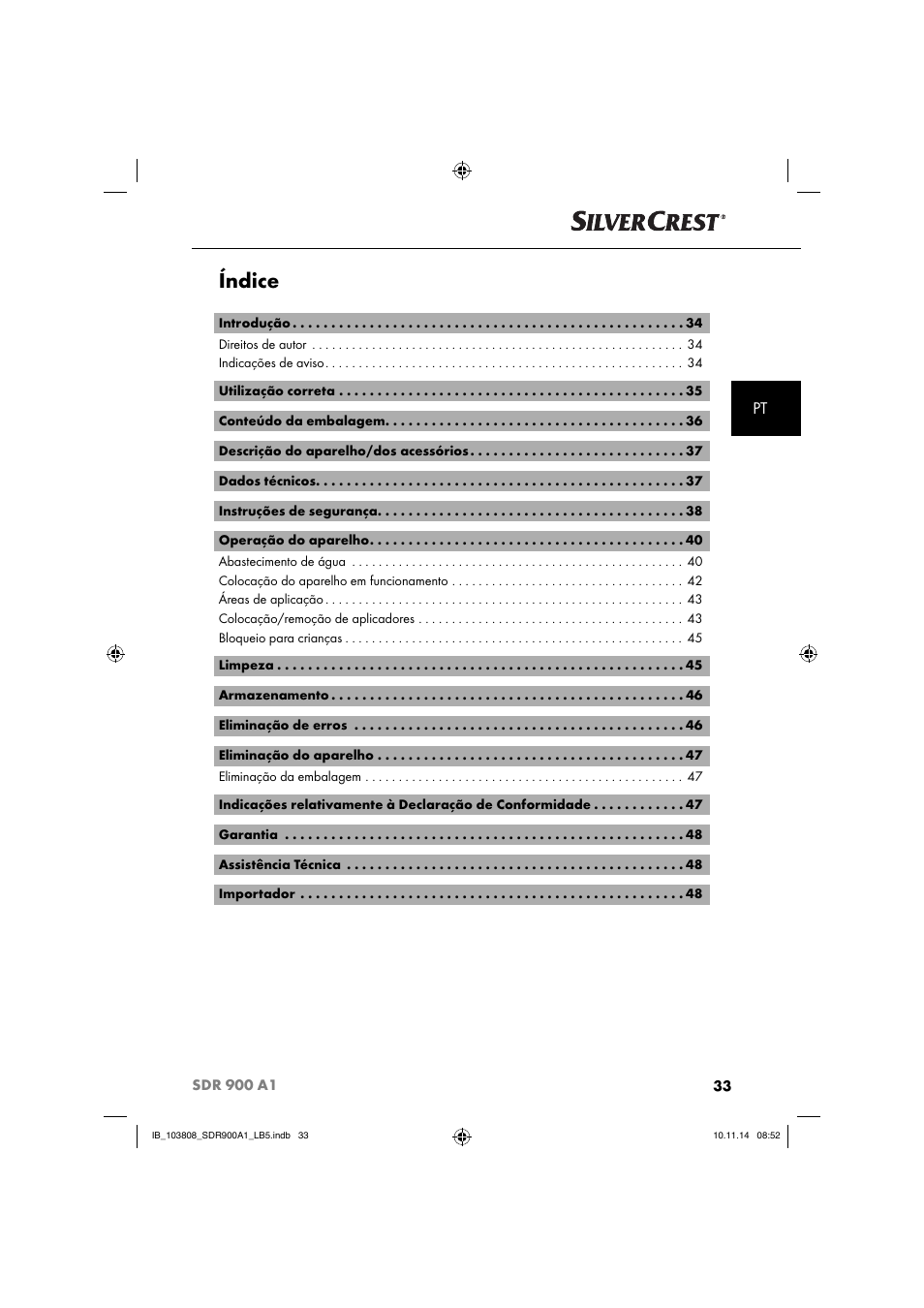 Índice | Silvercrest SDR 900 A1 User Manual | Page 36 / 84