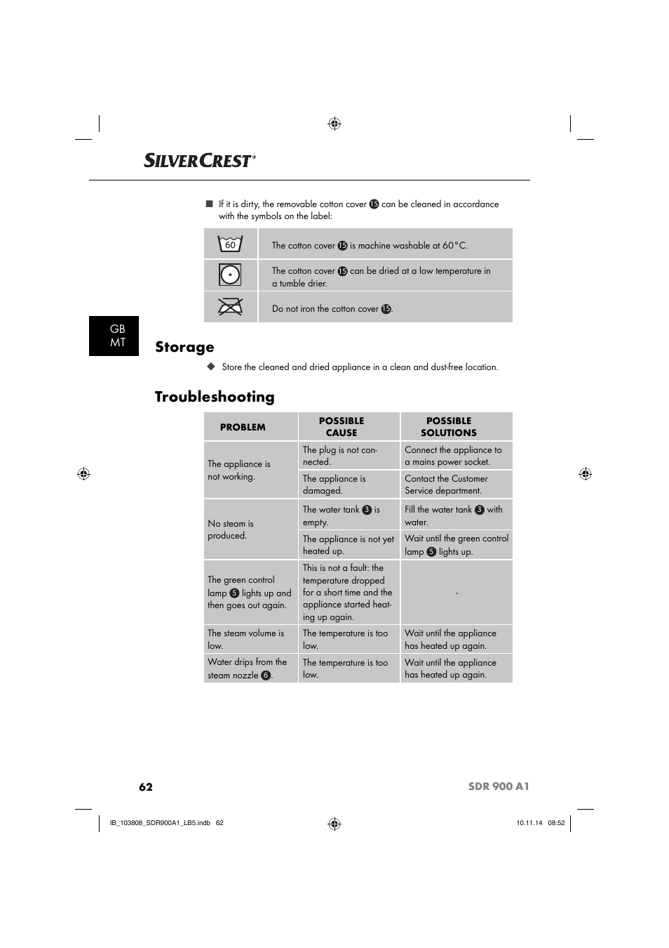 Storage, Troubleshooting, Gb mt | Silvercrest SDR 900 A1 User Manual | Page 65 / 84