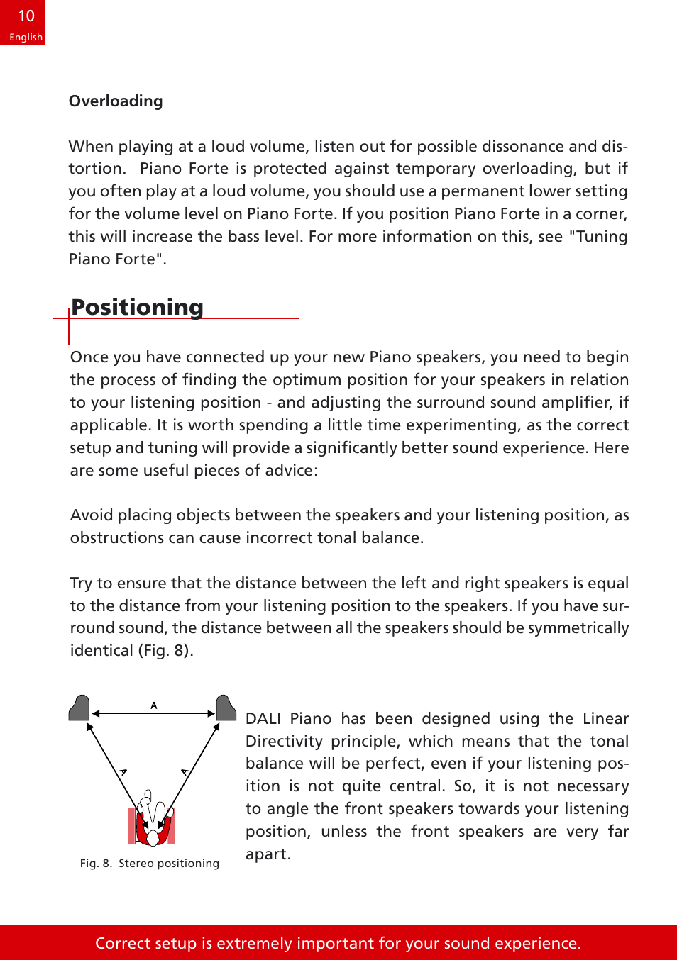 Positioning | DALI Loudspeakers speakers User Manual | Page 10 / 16