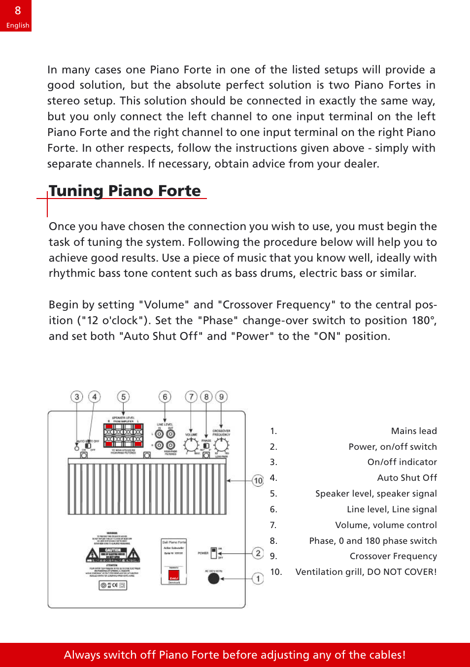 Tuning piano forte | DALI Loudspeakers speakers User Manual | Page 8 / 16