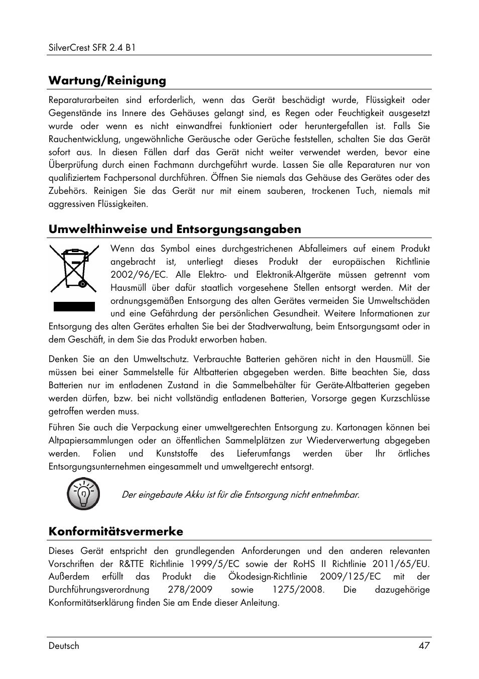 Silvercrest SFR 2.4 B1 User Manual | Page 49 / 76