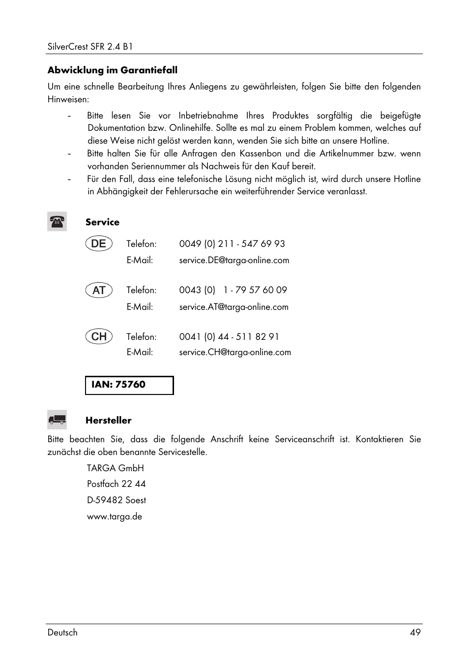 Silvercrest SFR 2.4 B1 User Manual | Page 51 / 76