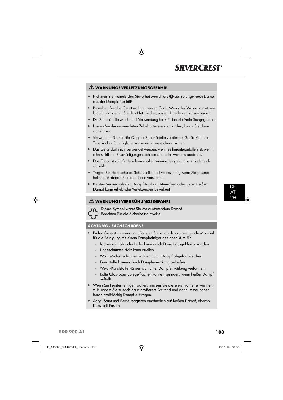 De at ch | Silvercrest SDR 900 A1 User Manual | Page 106 / 116