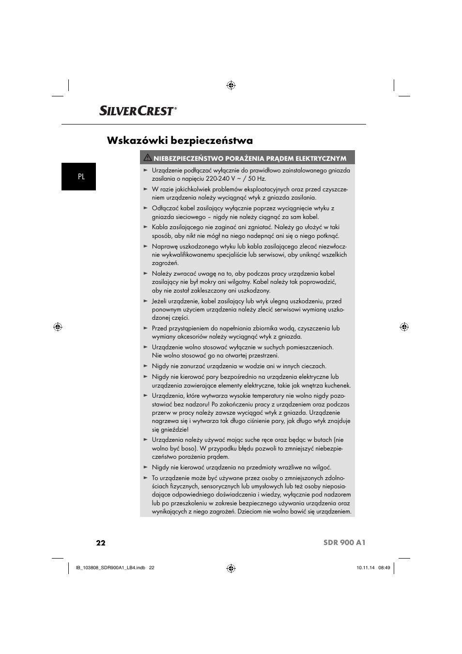 Wskazówki bezpieczeństwa | Silvercrest SDR 900 A1 User Manual | Page 25 / 116