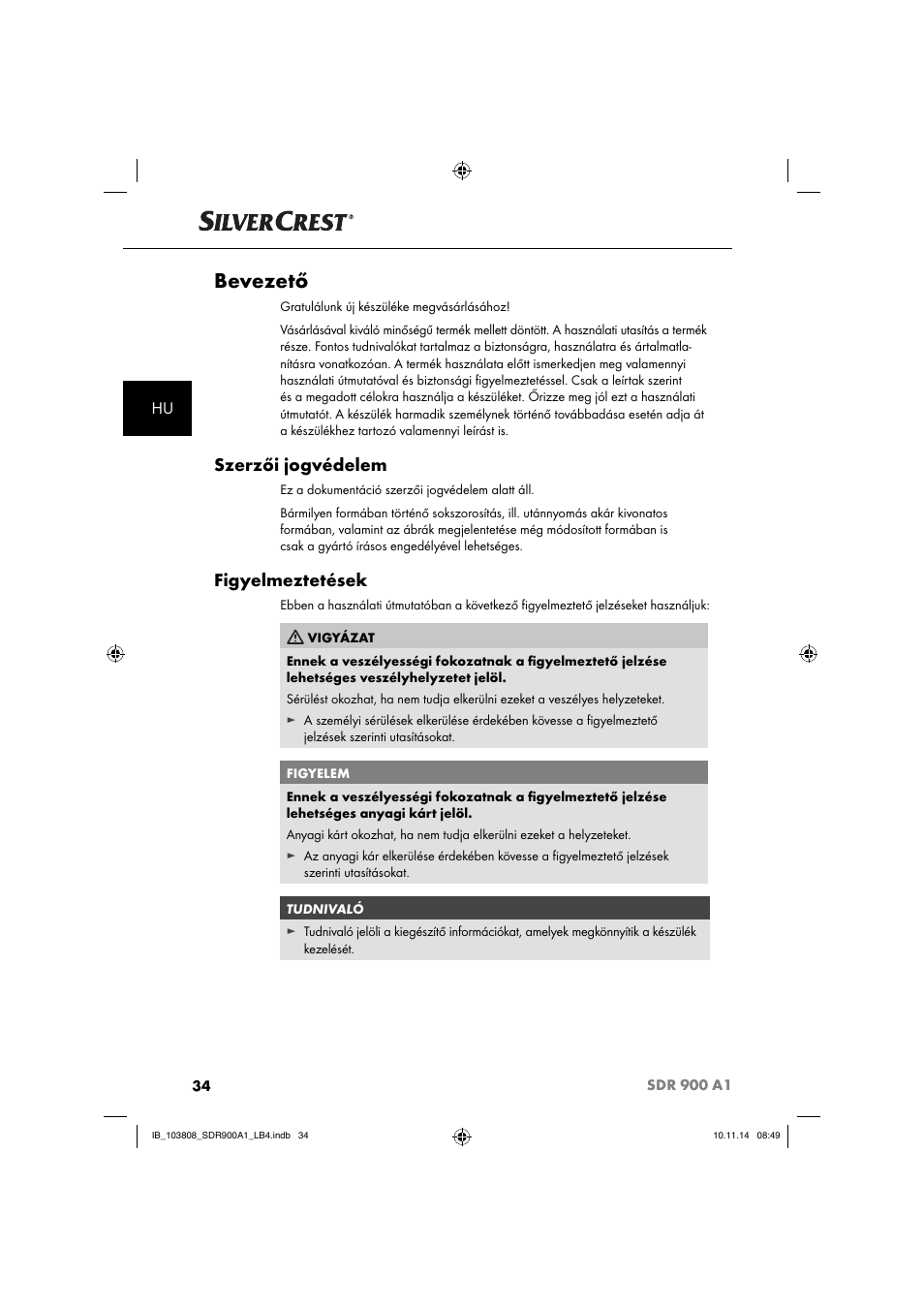 Bevezető, Szerzői jogvédelem, Figyelmeztetések | Silvercrest SDR 900 A1 User Manual | Page 37 / 116