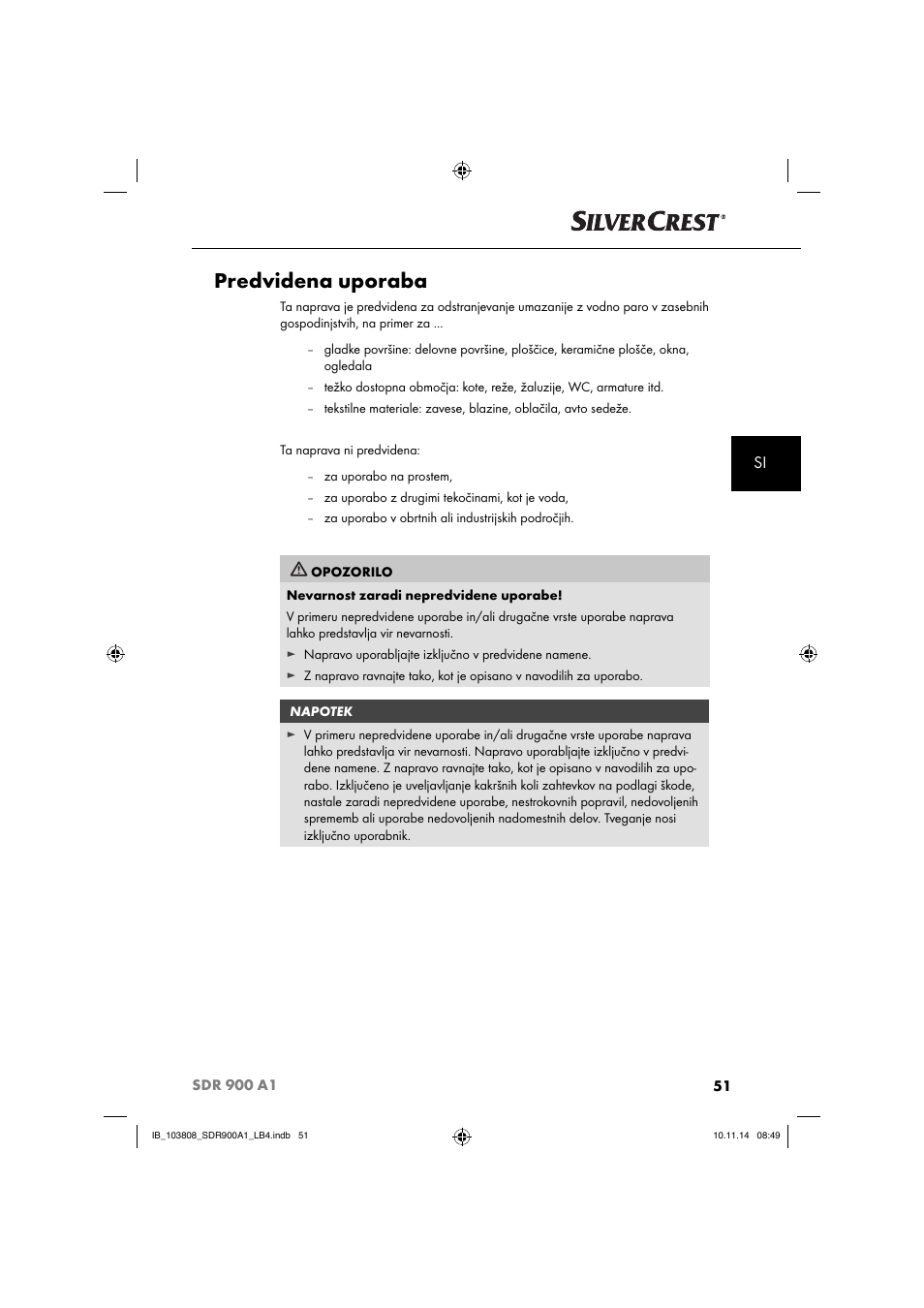 Predvidena uporaba | Silvercrest SDR 900 A1 User Manual | Page 54 / 116