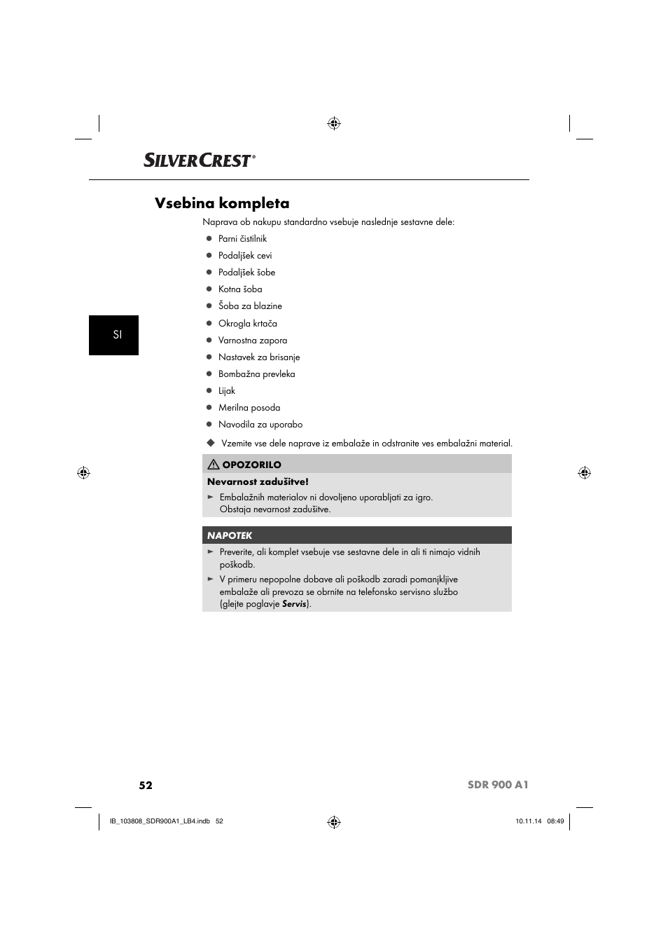 Vsebina kompleta | Silvercrest SDR 900 A1 User Manual | Page 55 / 116