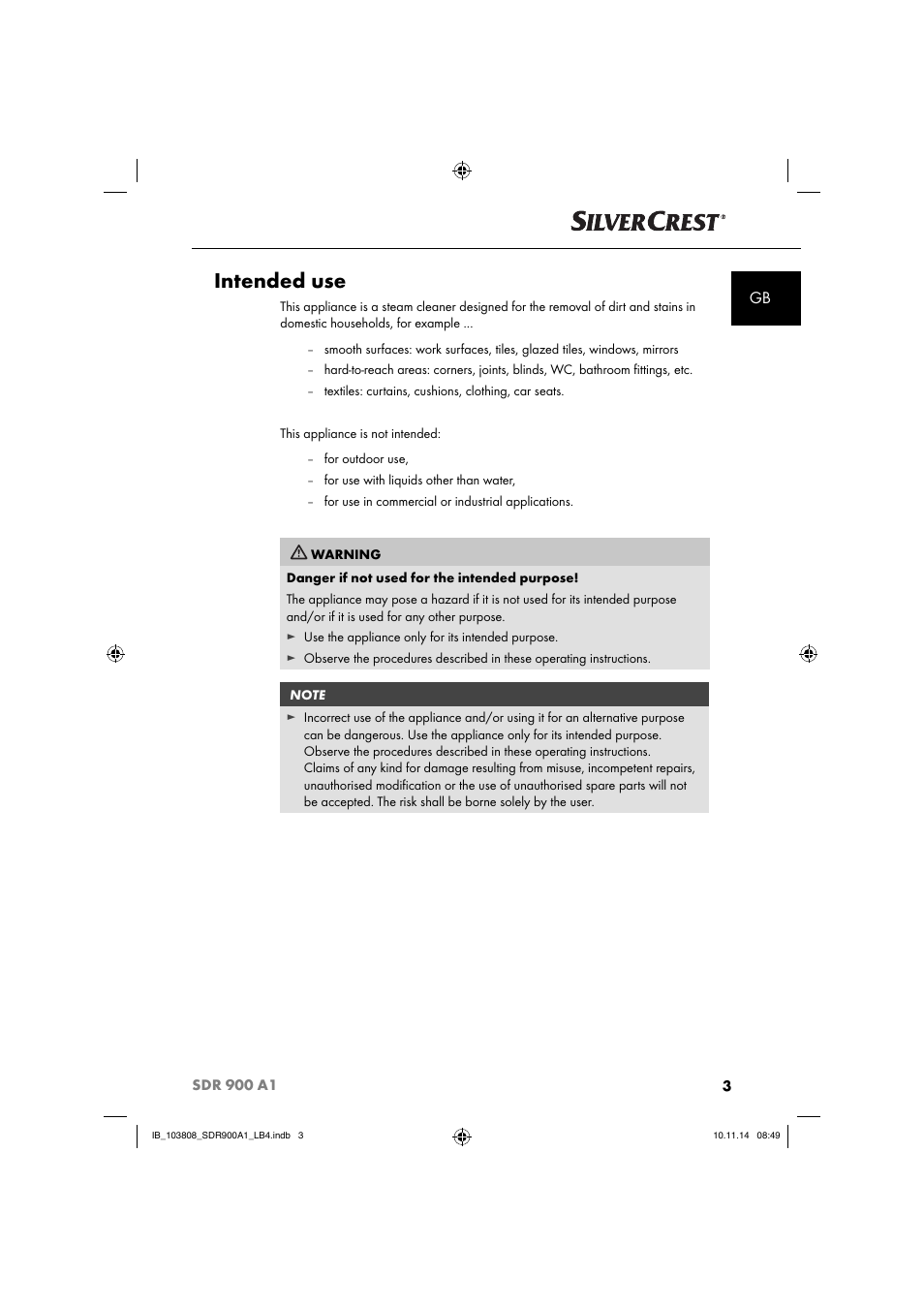 Intended use | Silvercrest SDR 900 A1 User Manual | Page 6 / 116