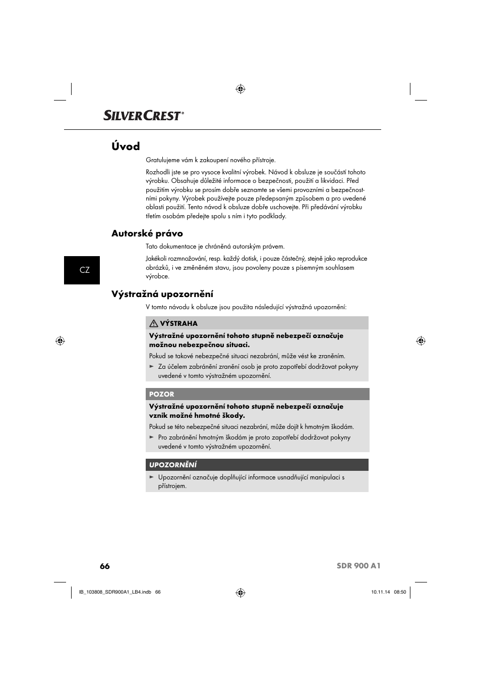 Úvod, Autorské právo, Výstražná upozornění | Silvercrest SDR 900 A1 User Manual | Page 69 / 116
