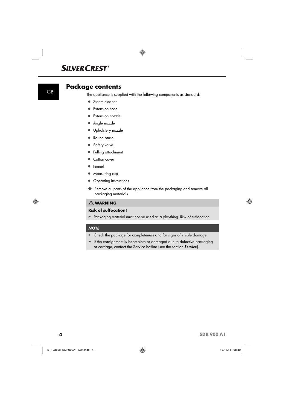 Package contents | Silvercrest SDR 900 A1 User Manual | Page 7 / 116