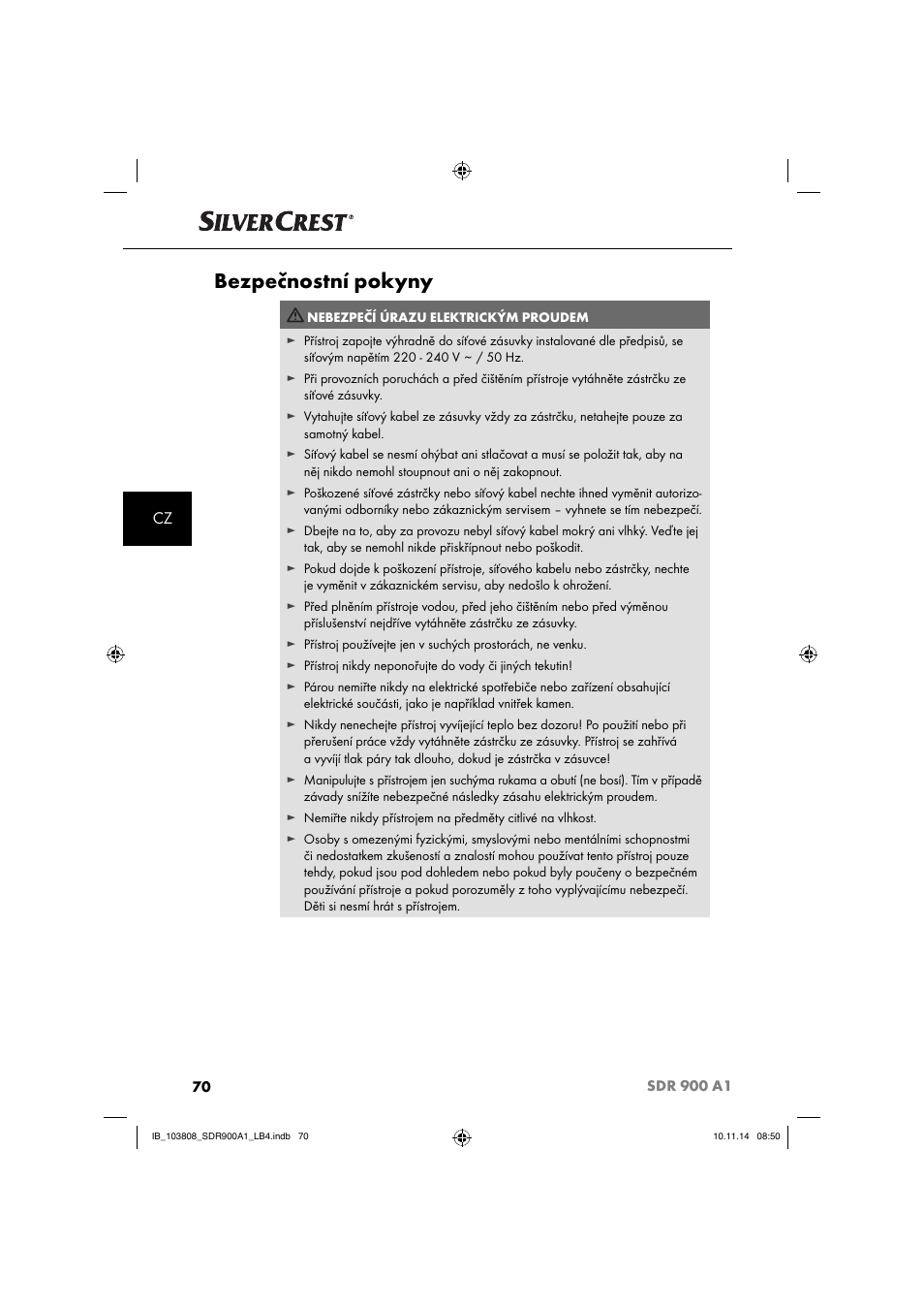 Bezpečnostní pokyny | Silvercrest SDR 900 A1 User Manual | Page 73 / 116