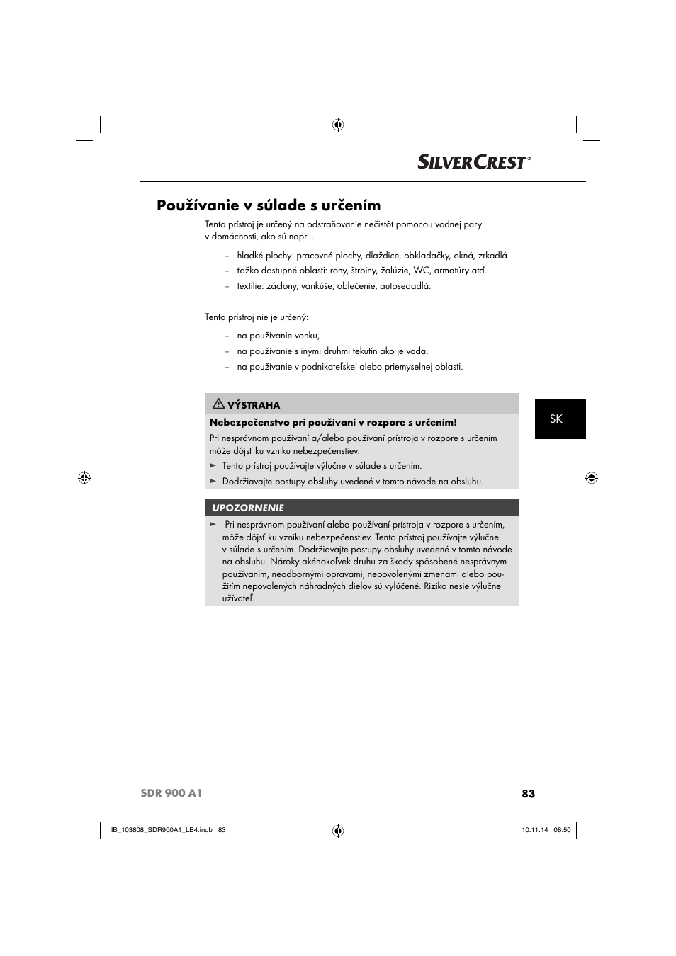 Používanie v súlade s určením | Silvercrest SDR 900 A1 User Manual | Page 86 / 116