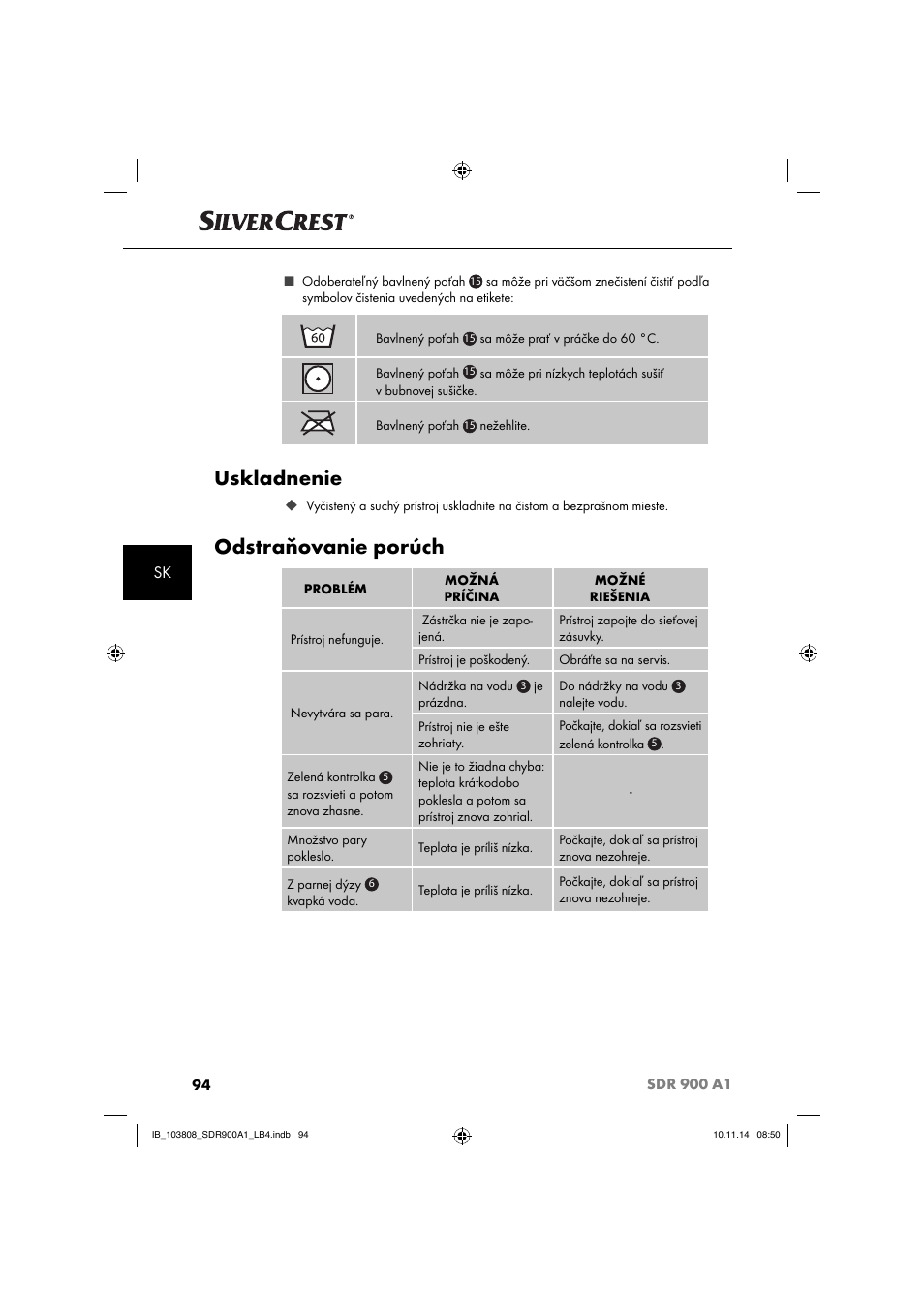 Uskladnenie, Odstraňovanie porúch | Silvercrest SDR 900 A1 User Manual | Page 97 / 116