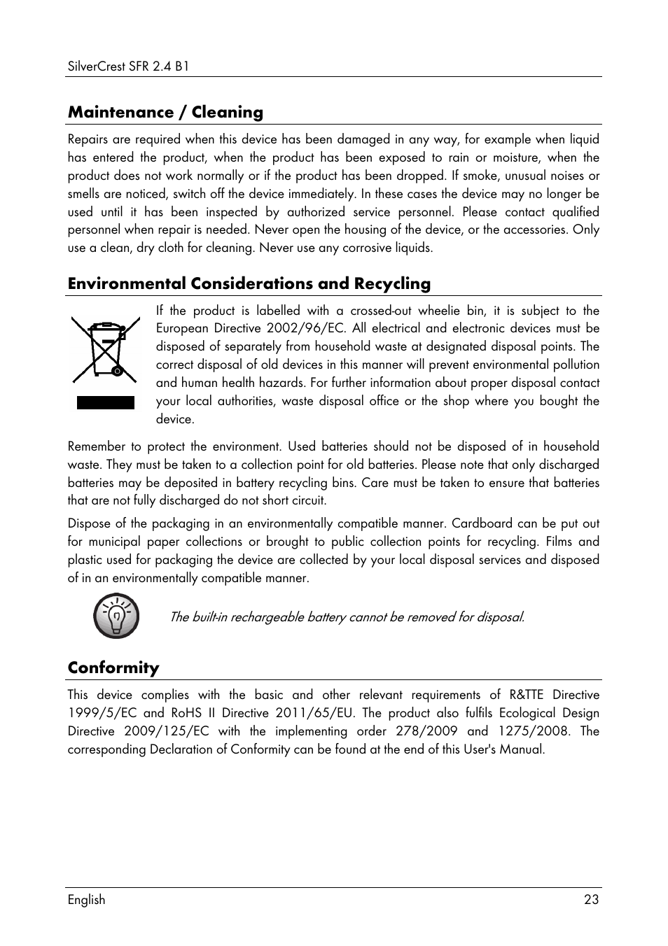 Silvercrest SFR 2.4 B1 User Manual | Page 25 / 76
