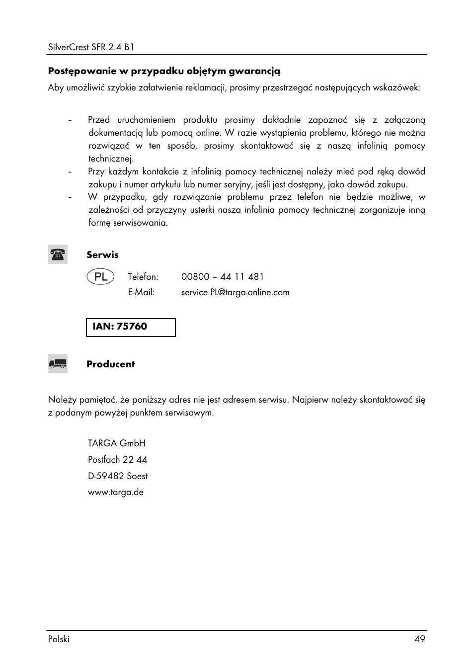 Silvercrest SFR 2.4 B1 User Manual | Page 51 / 76