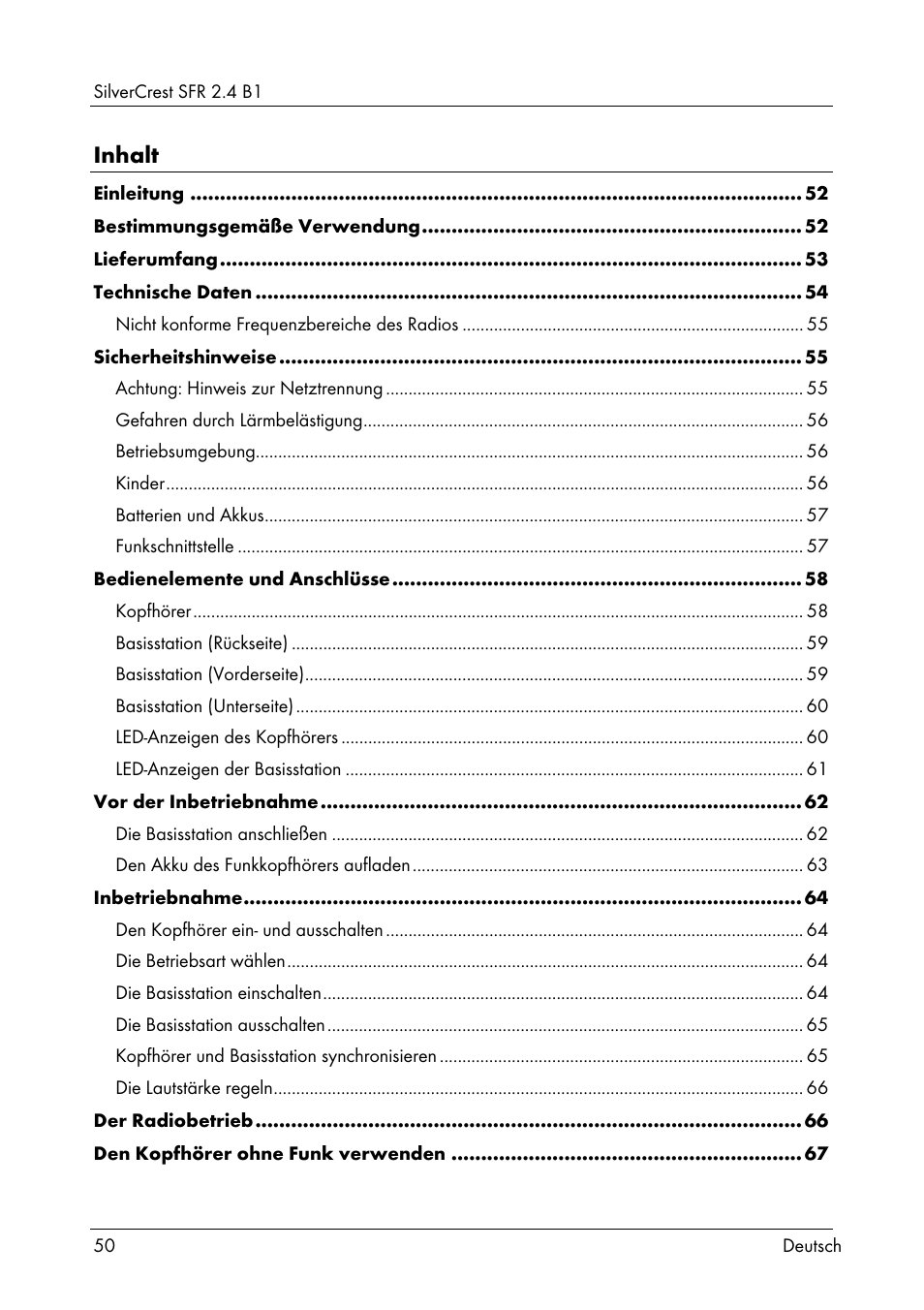 Silvercrest SFR 2.4 B1 User Manual | Page 52 / 76
