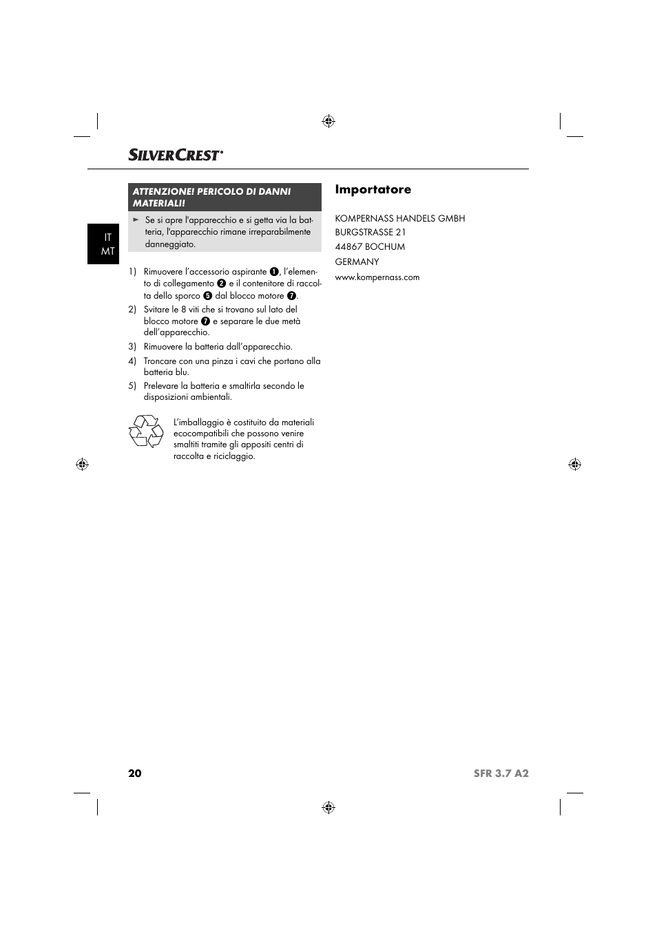 Importatore | Silvercrest SFR 3.7 A2 User Manual | Page 23 / 54