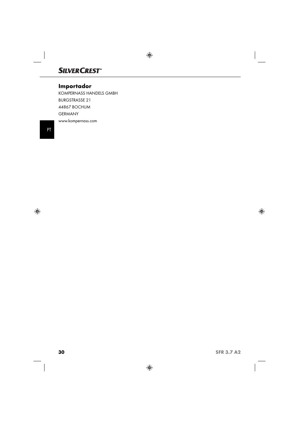 Importador | Silvercrest SFR 3.7 A2 User Manual | Page 33 / 54