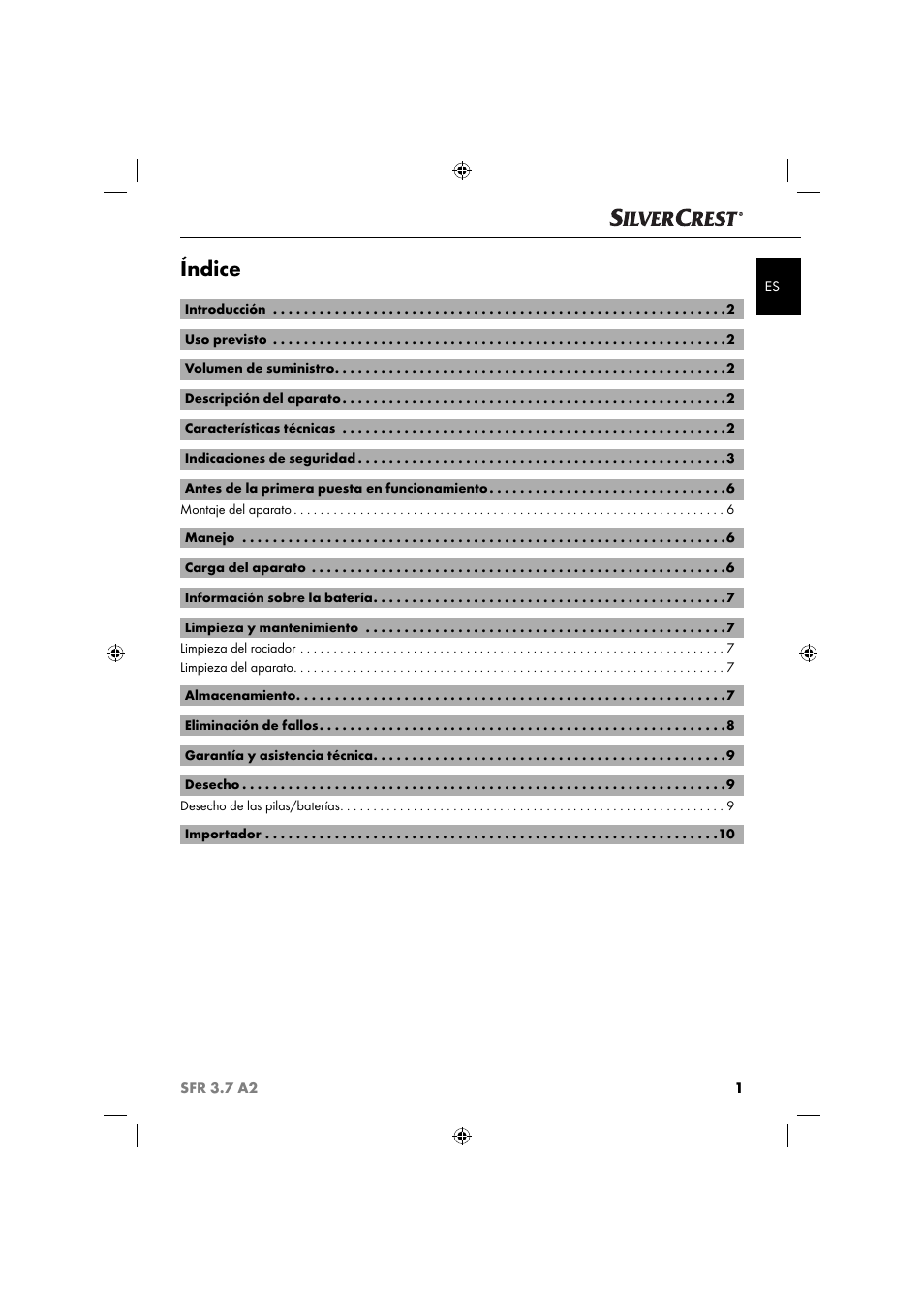 Índice | Silvercrest SFR 3.7 A2 User Manual | Page 4 / 54