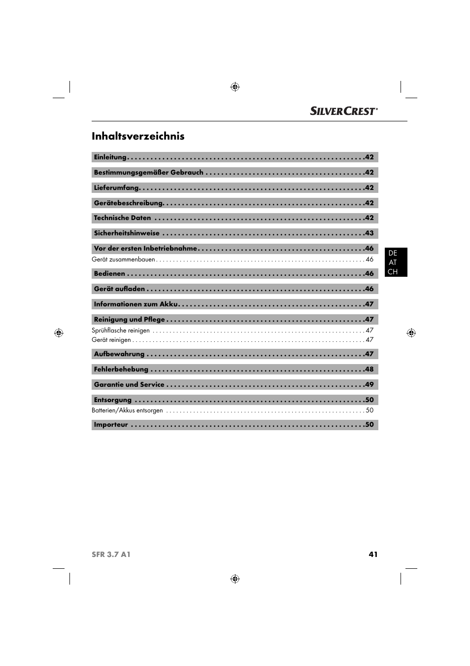 Silvercrest SFR 3.7 A2 User Manual | Page 44 / 54
