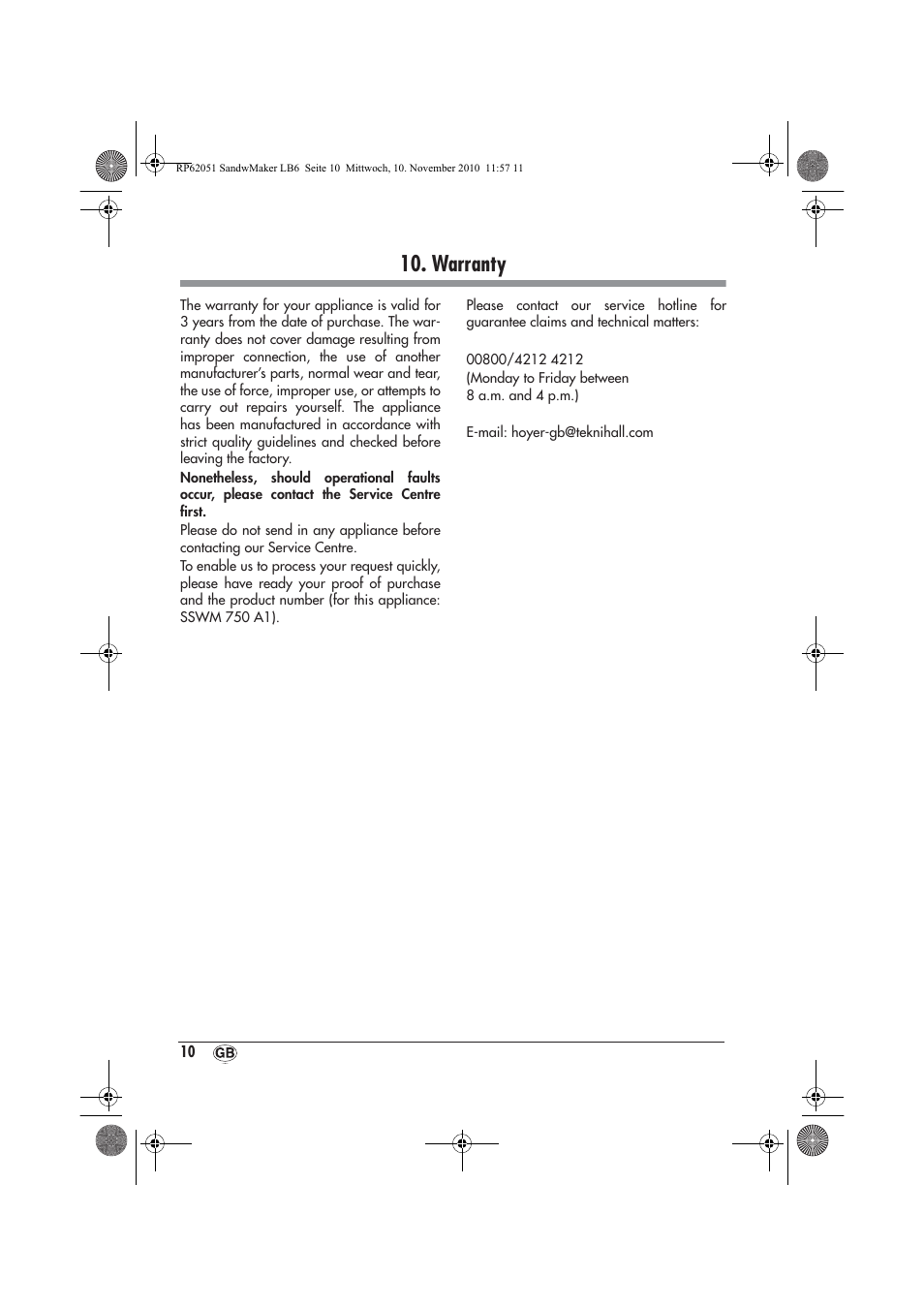 Warranty | Silvercrest SSWM 750 A1 User Manual | Page 12 / 14