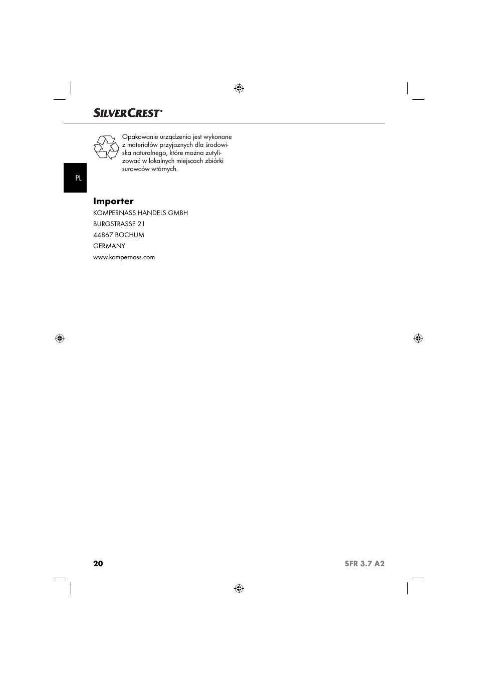 Importer | Silvercrest SFR 3.7 A2 User Manual | Page 23 / 74