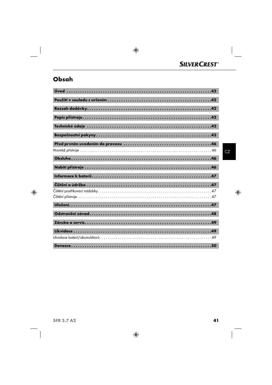 Silvercrest SFR 3.7 A2 User Manual | Page 44 / 74