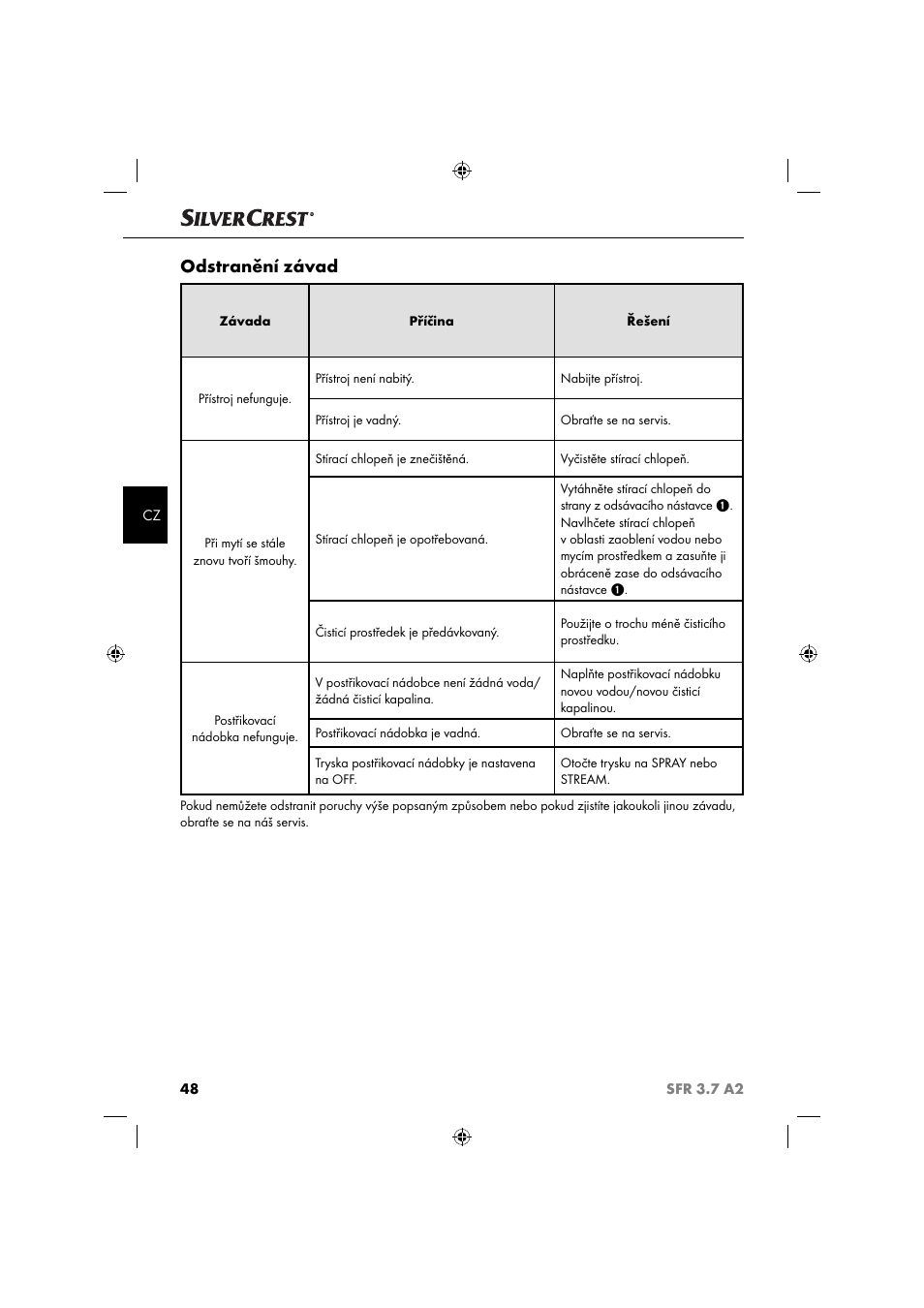 Odstranění závad | Silvercrest SFR 3.7 A2 User Manual | Page 51 / 74