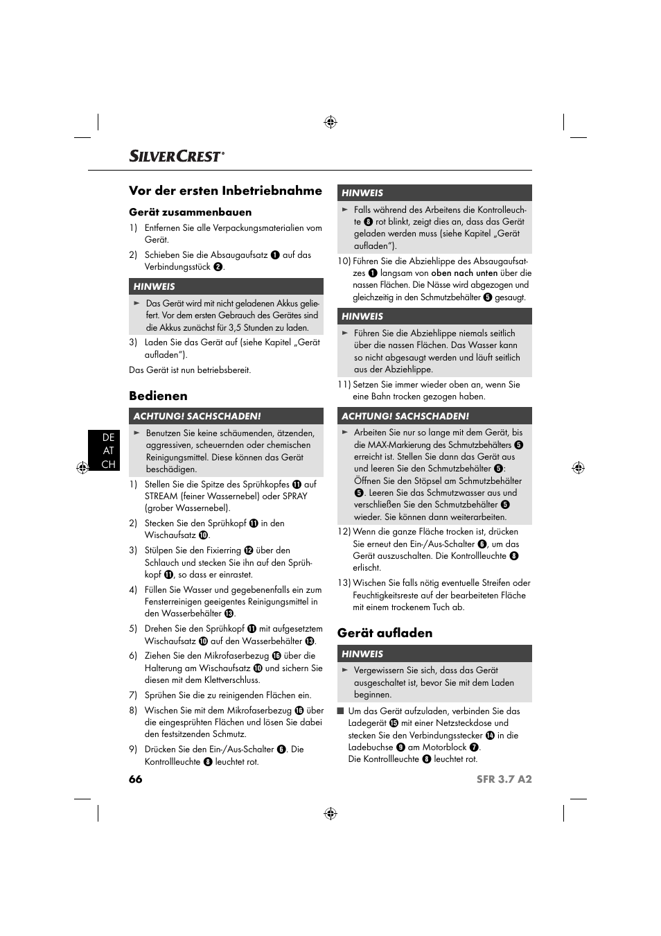 Vor der ersten inbetriebnahme, Bedienen, Gerät auﬂ aden | Silvercrest SFR 3.7 A2 User Manual | Page 69 / 74