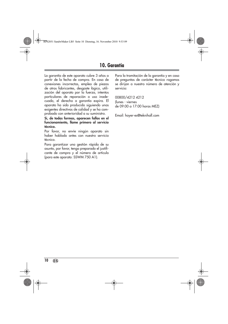 Garantía | Silvercrest SSWM 750 A1 User Manual | Page 12 / 46