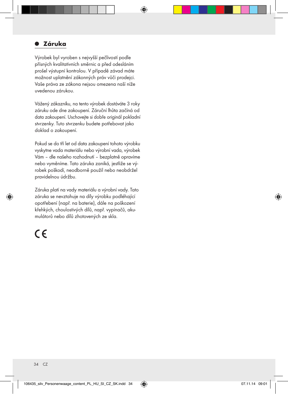 Záruka | Silvercrest Z31912/Z31912A User Manual | Page 34 / 47