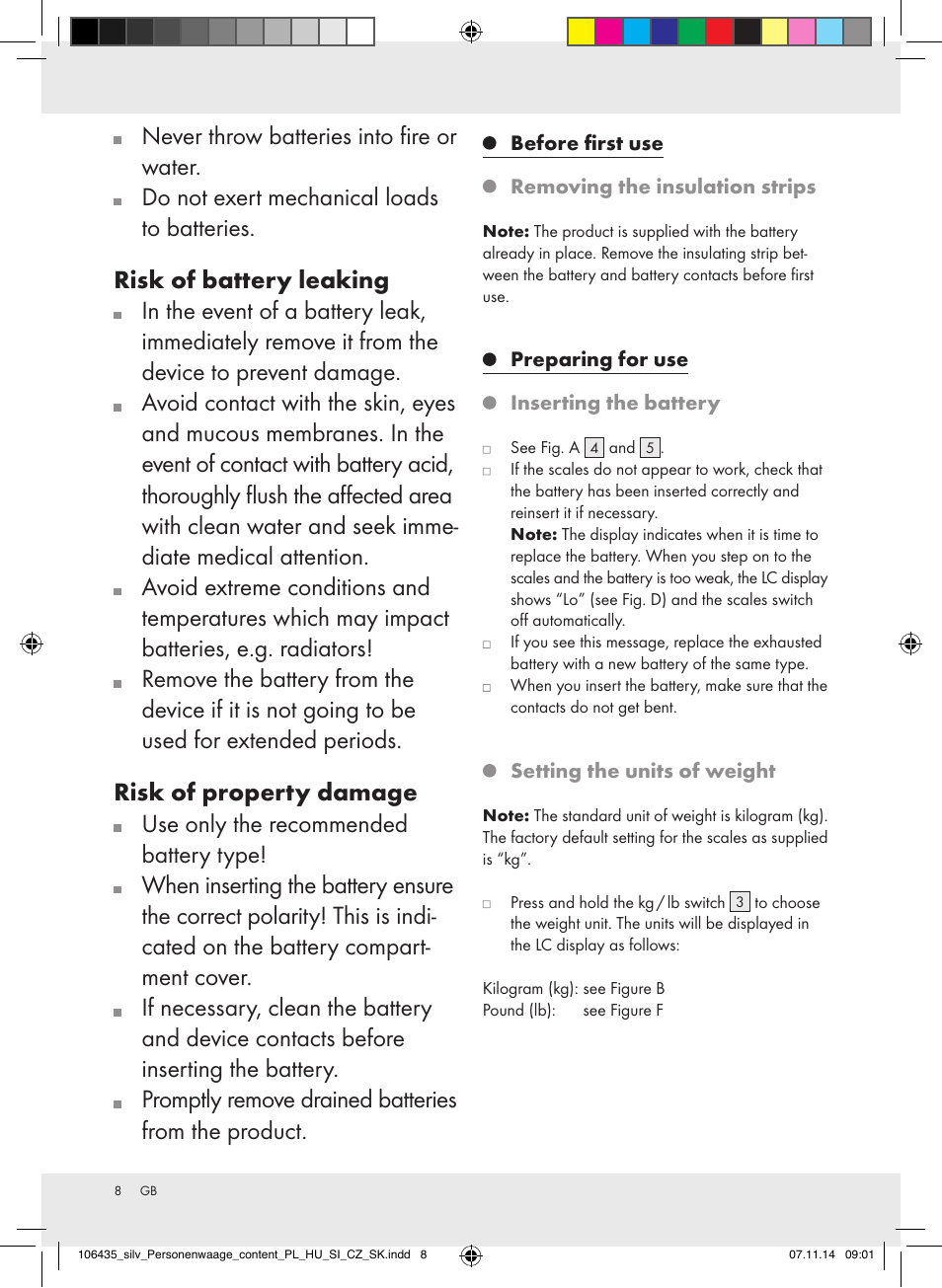 Never throw batteries into fire or water | Silvercrest Z31912/Z31912A User Manual | Page 8 / 47