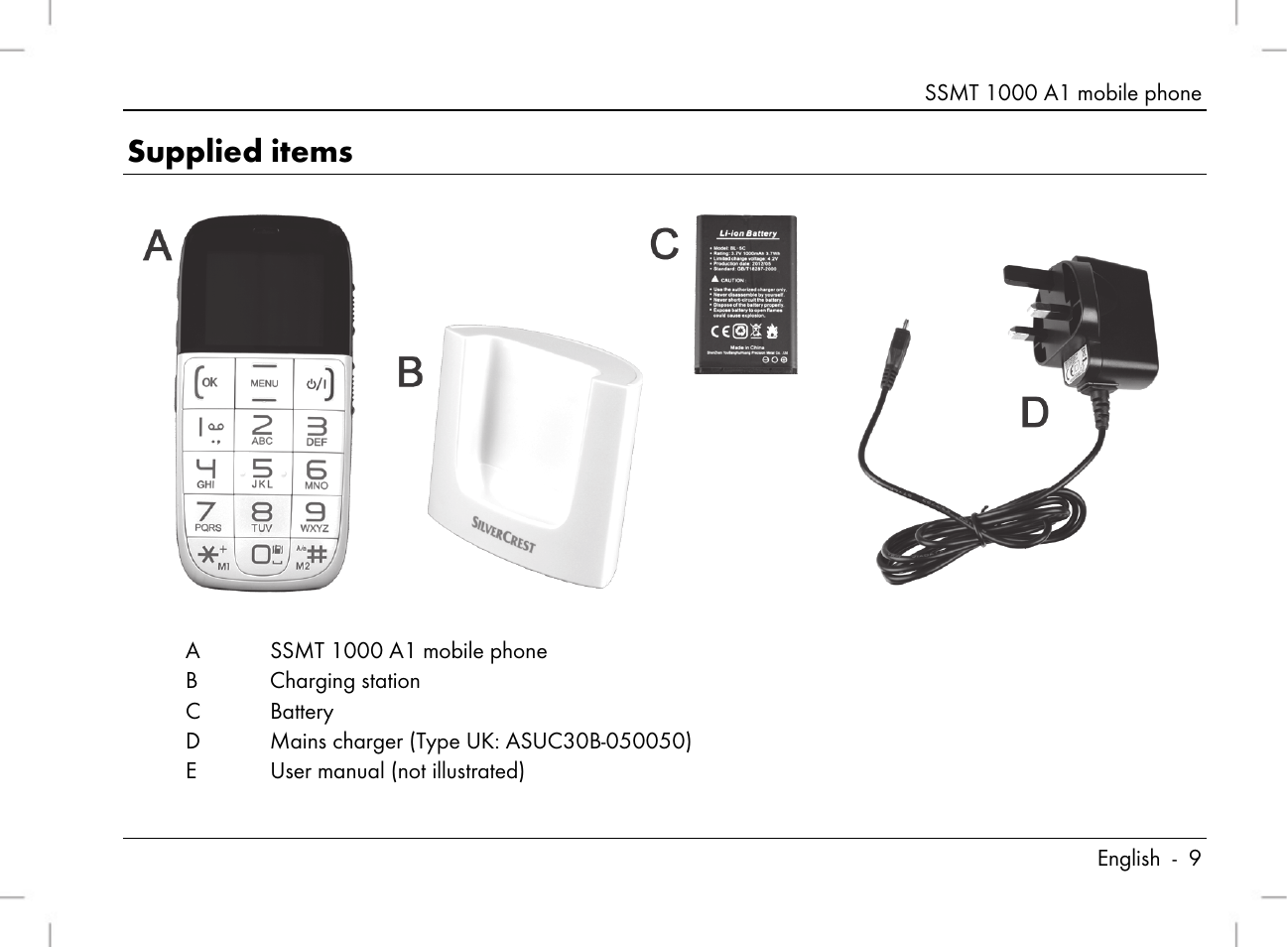 Supplied items | Silvercrest SSMT 1000 A1 User Manual | Page 11 / 136