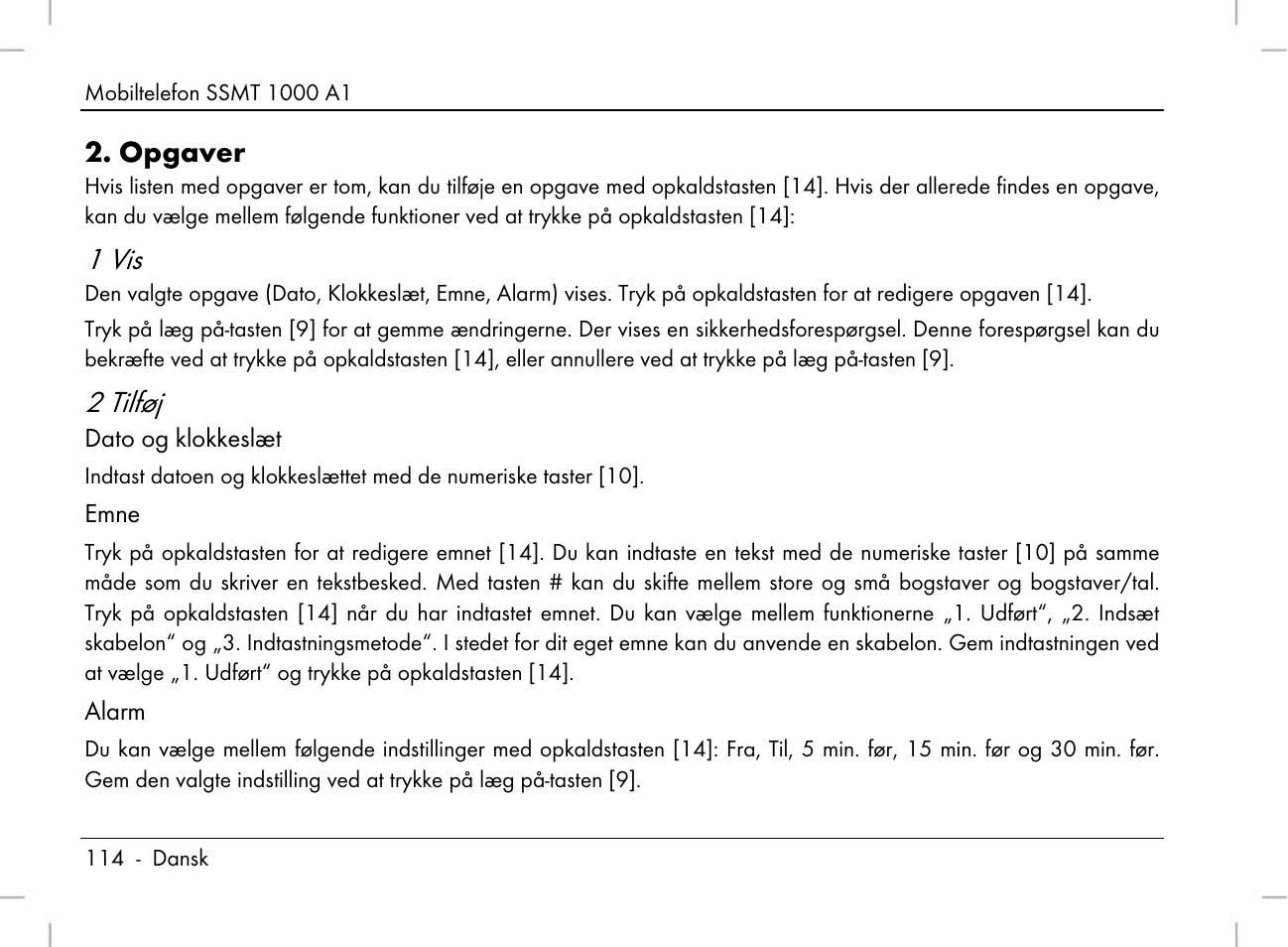1 vis, 2 tilføj, Opgaver | Silvercrest SSMT 1000 A1 User Manual | Page 116 / 136