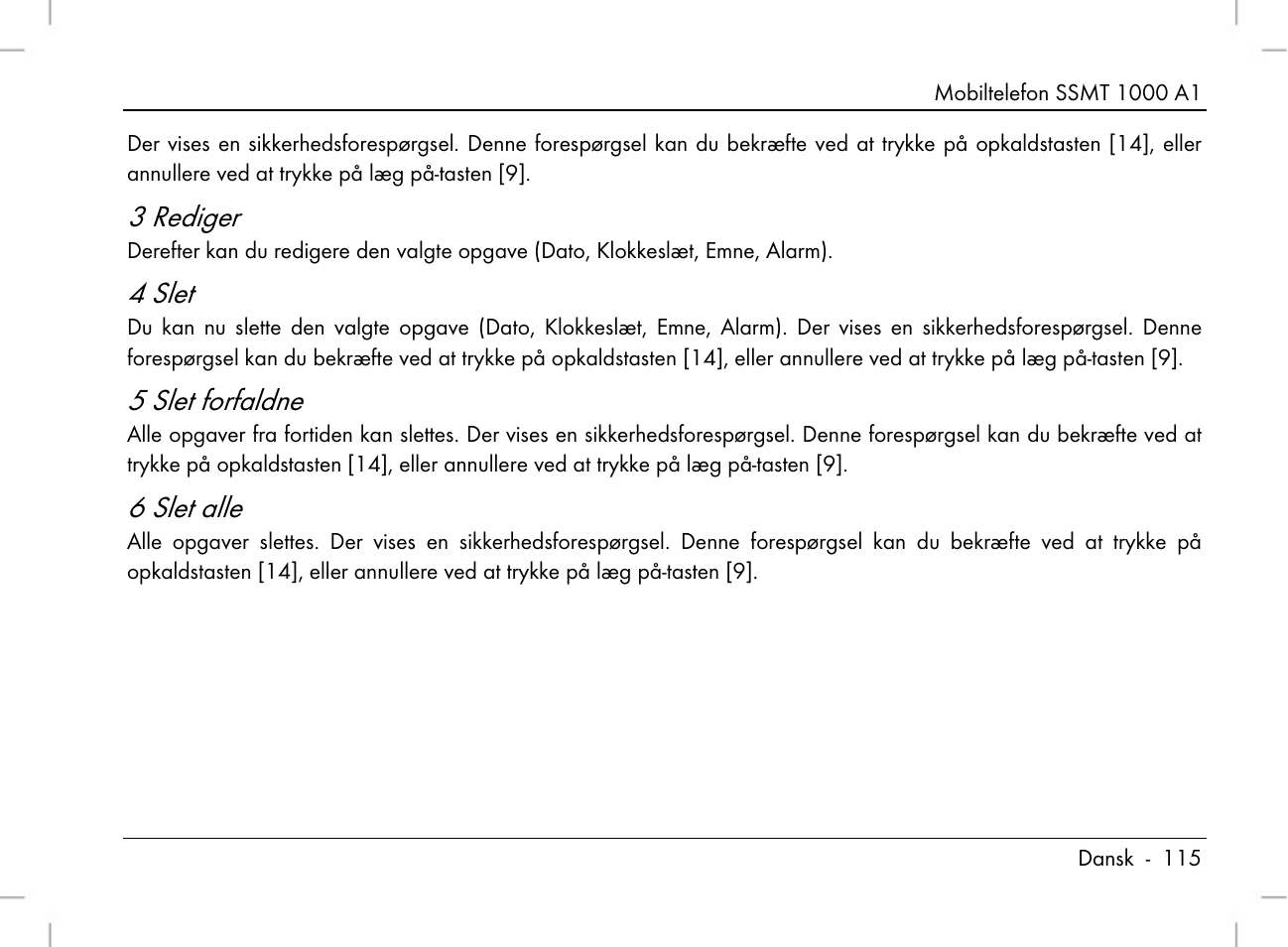 3 rediger, 4 slet, 5 slet forfaldne | 6 slet alle | Silvercrest SSMT 1000 A1 User Manual | Page 117 / 136