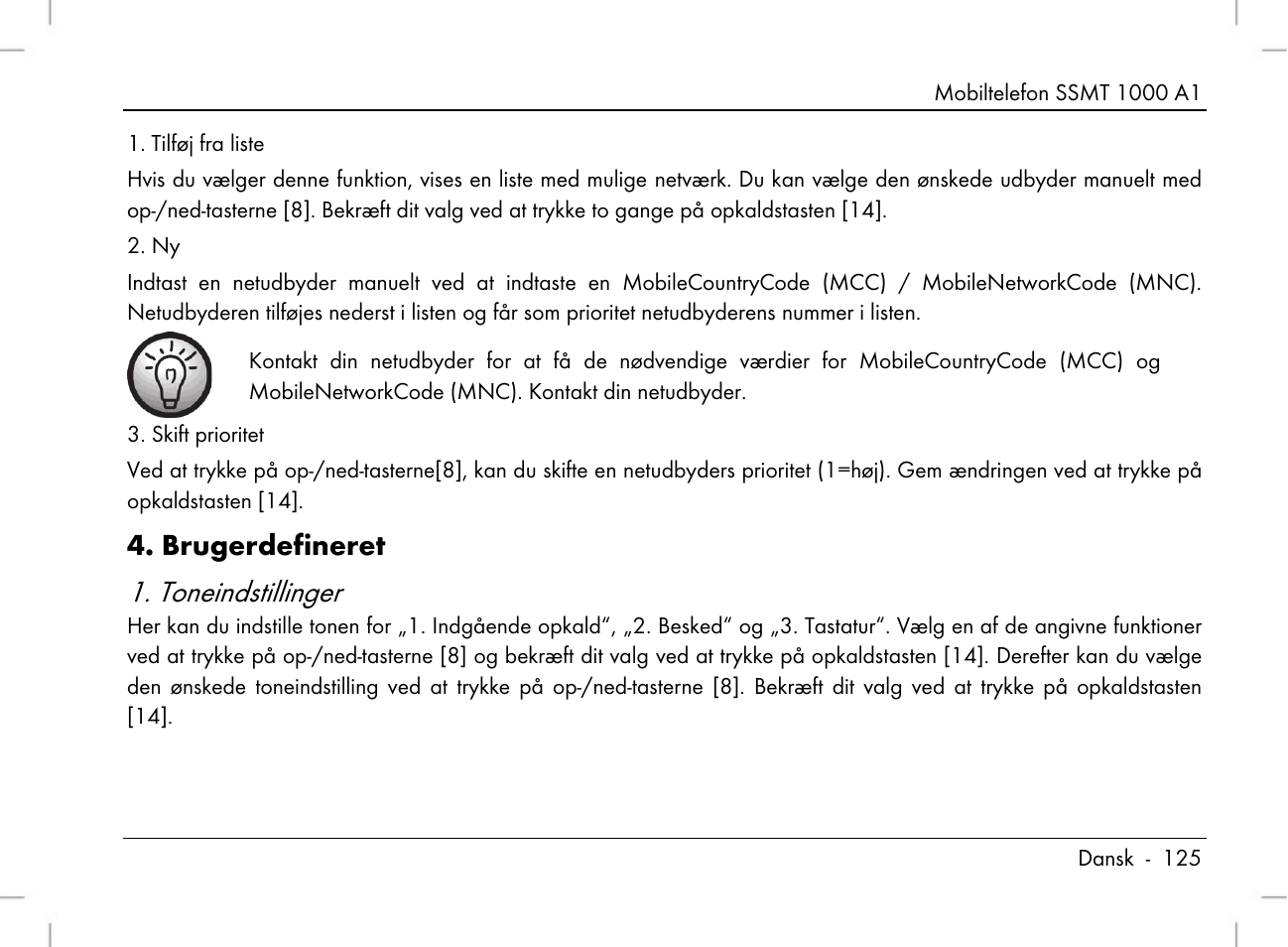 Toneindstillinger, Brugerdefineret | Silvercrest SSMT 1000 A1 User Manual | Page 127 / 136