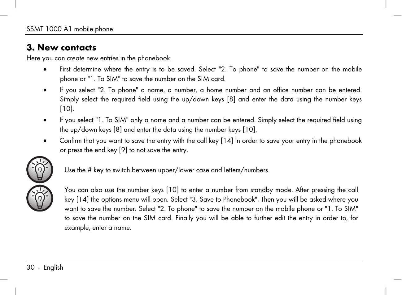 New contacts | Silvercrest SSMT 1000 A1 User Manual | Page 32 / 136