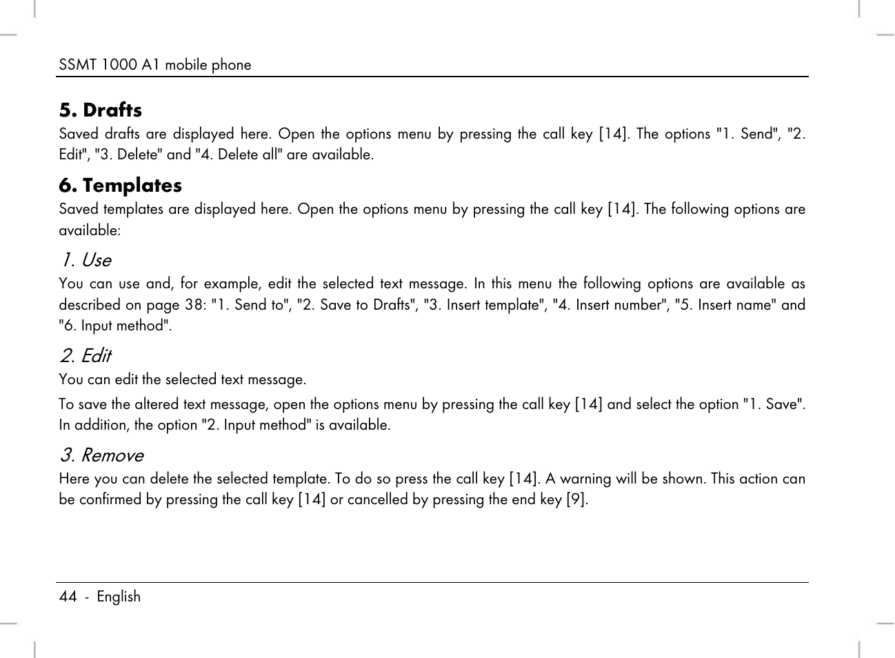 Edit, Remove, Drafts | Templates | Silvercrest SSMT 1000 A1 User Manual | Page 46 / 136