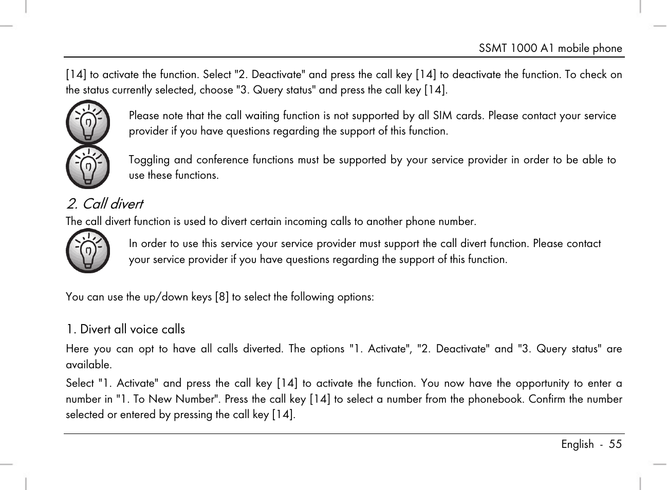 Call divert | Silvercrest SSMT 1000 A1 User Manual | Page 57 / 136