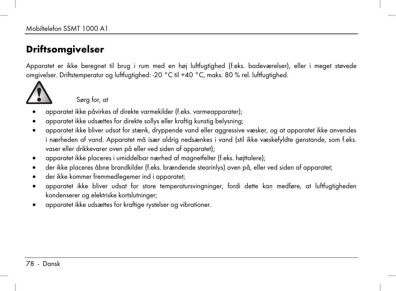 Driftsomgivelser | Silvercrest SSMT 1000 A1 User Manual | Page 80 / 136