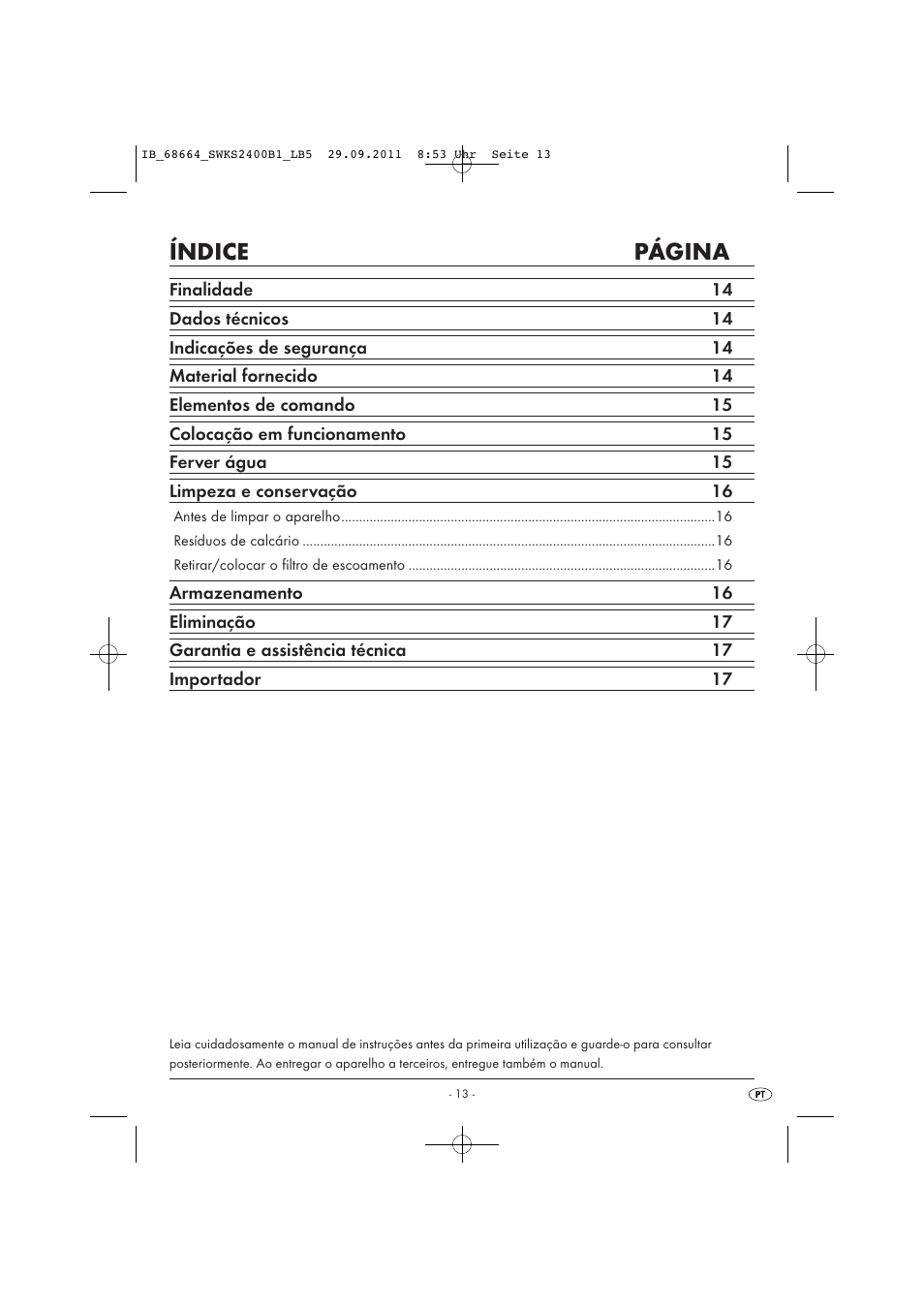 Índice página | Silvercrest SWKS 2400 B1 User Manual | Page 15 / 31