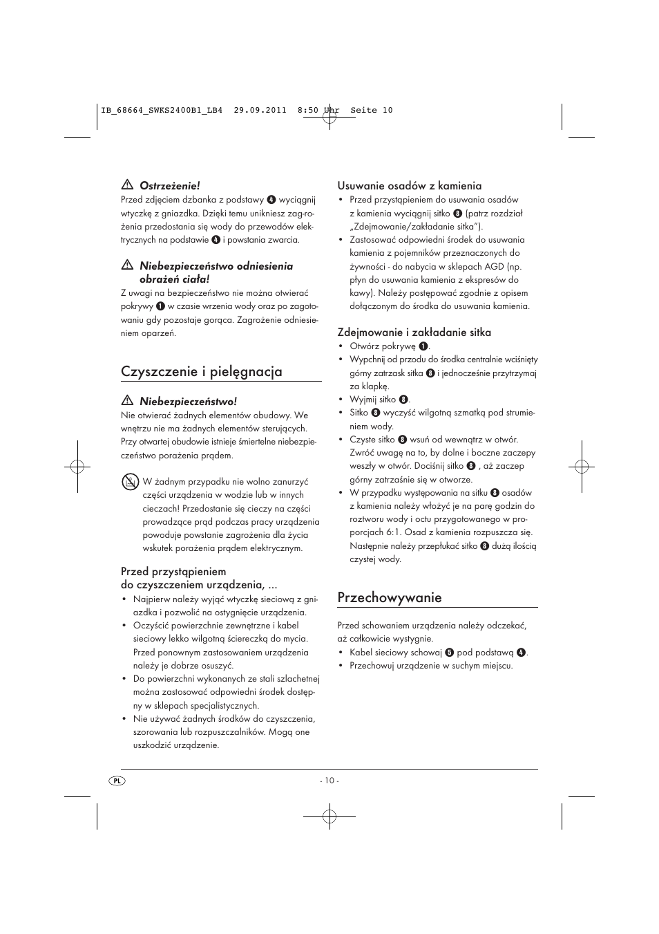 Czyszczenie i pielęgnacja, Przechowywanie | Silvercrest SWKS 2400 B1 User Manual | Page 12 / 43
