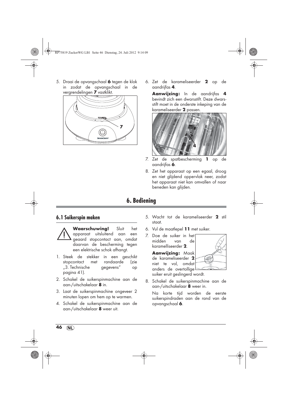 Bediening, 1 suikerspin maken | Silvercrest SZW 400 A1 User Manual | Page 48 / 66