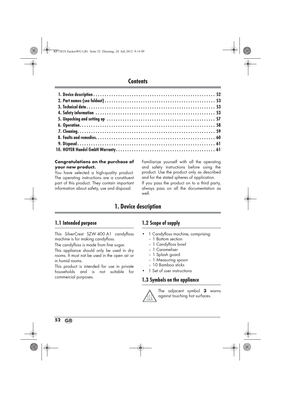 Silvercrest SZW 400 A1 User Manual | Page 54 / 66