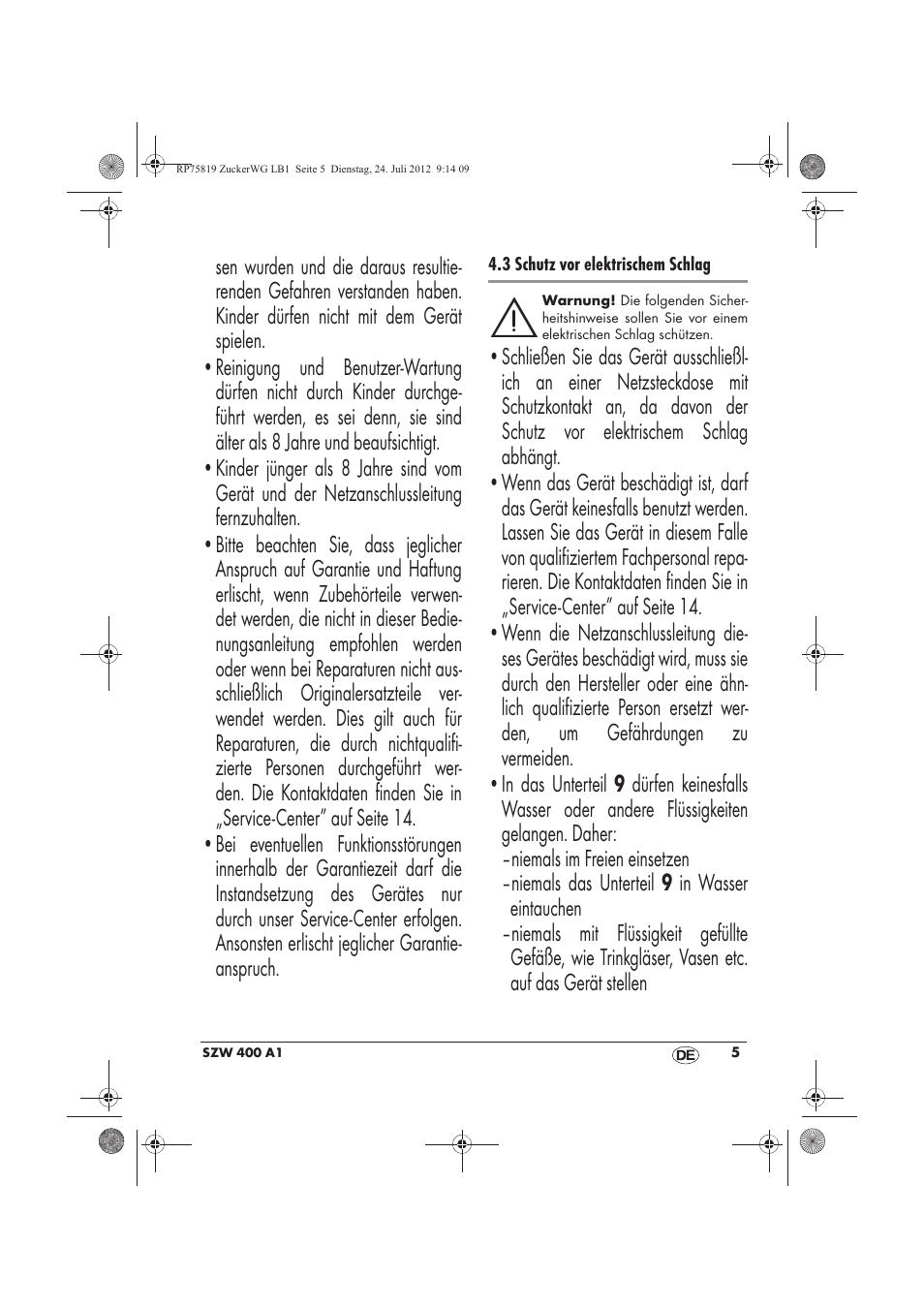 Silvercrest SZW 400 A1 User Manual | Page 7 / 66