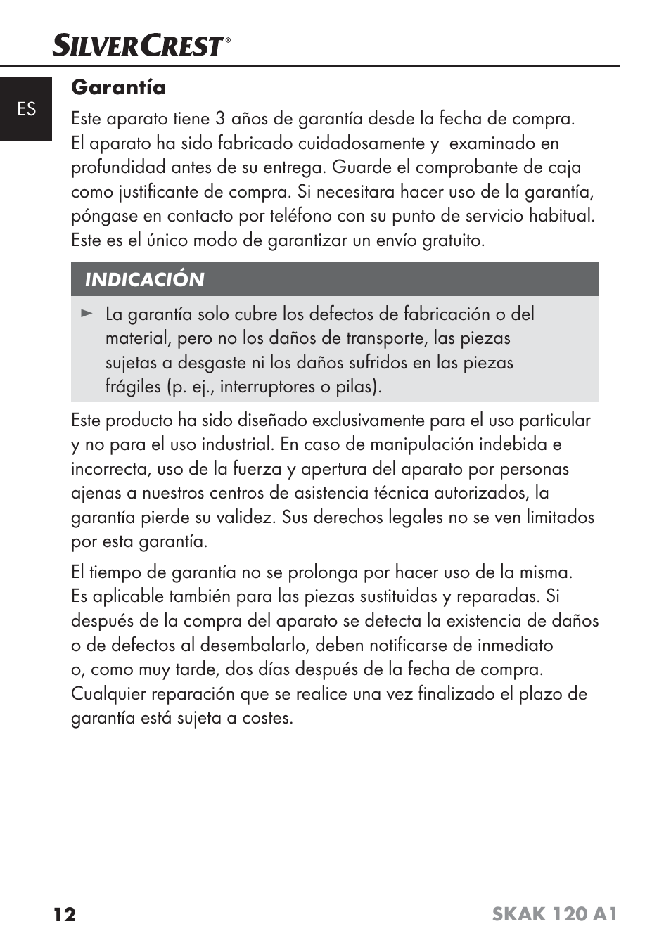 Garantía | Silvercrest SKAK 120 A1 User Manual | Page 15 / 59